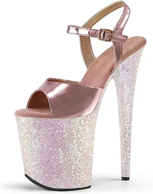 Vujkliy 20CM Glitter Platform Mirror High Heel Sandals Round Toe Stilettos Sexy Pole Dance Banquet Women's Shoes
