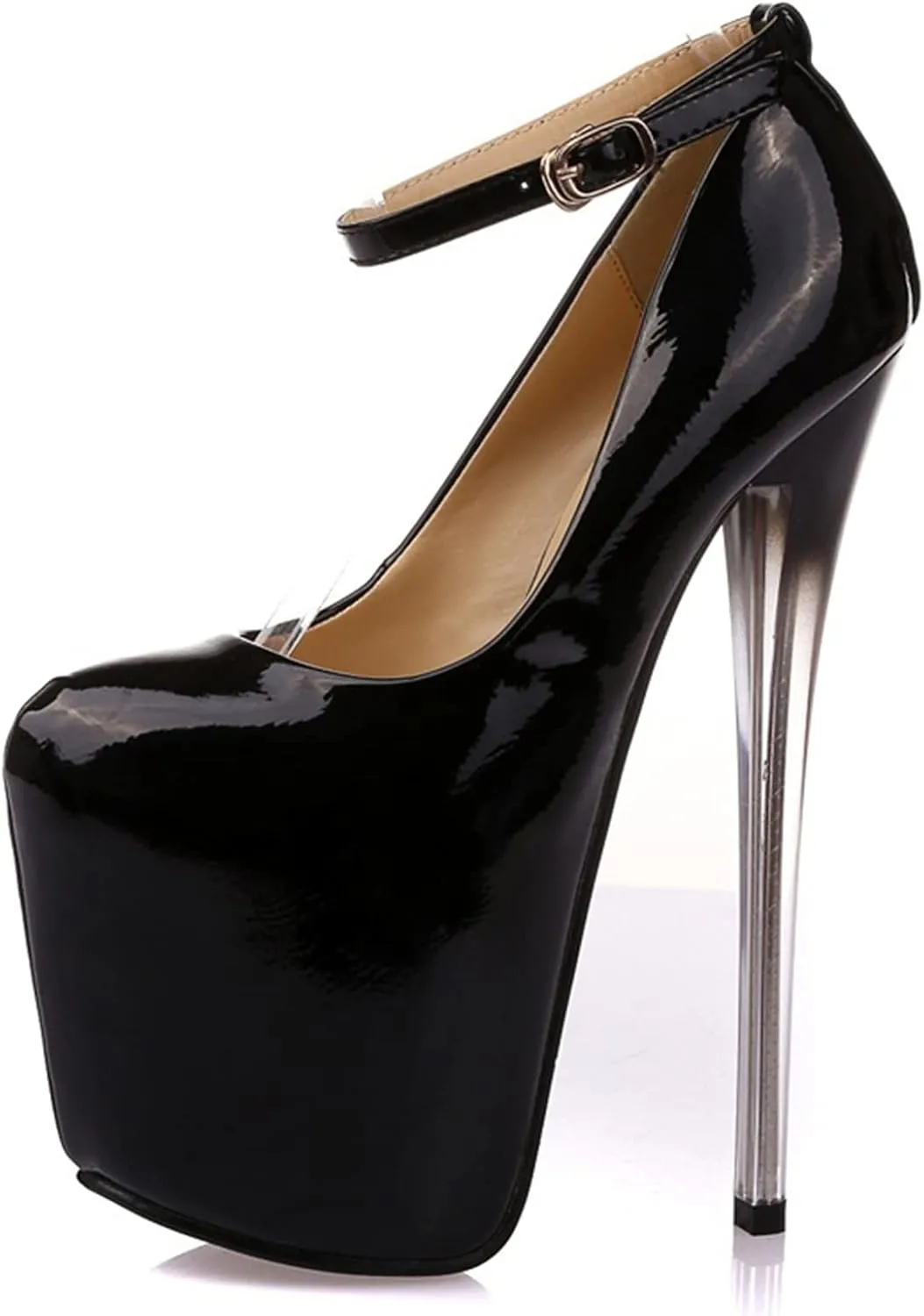 Vujkliy Sexy High Heels Round Toe Platform Foot Ring Strap Transparent Stiletto Shoes Fashion Night Club Sexy 19 Cm/7.4 in Large Size Men's and Women's Shoes