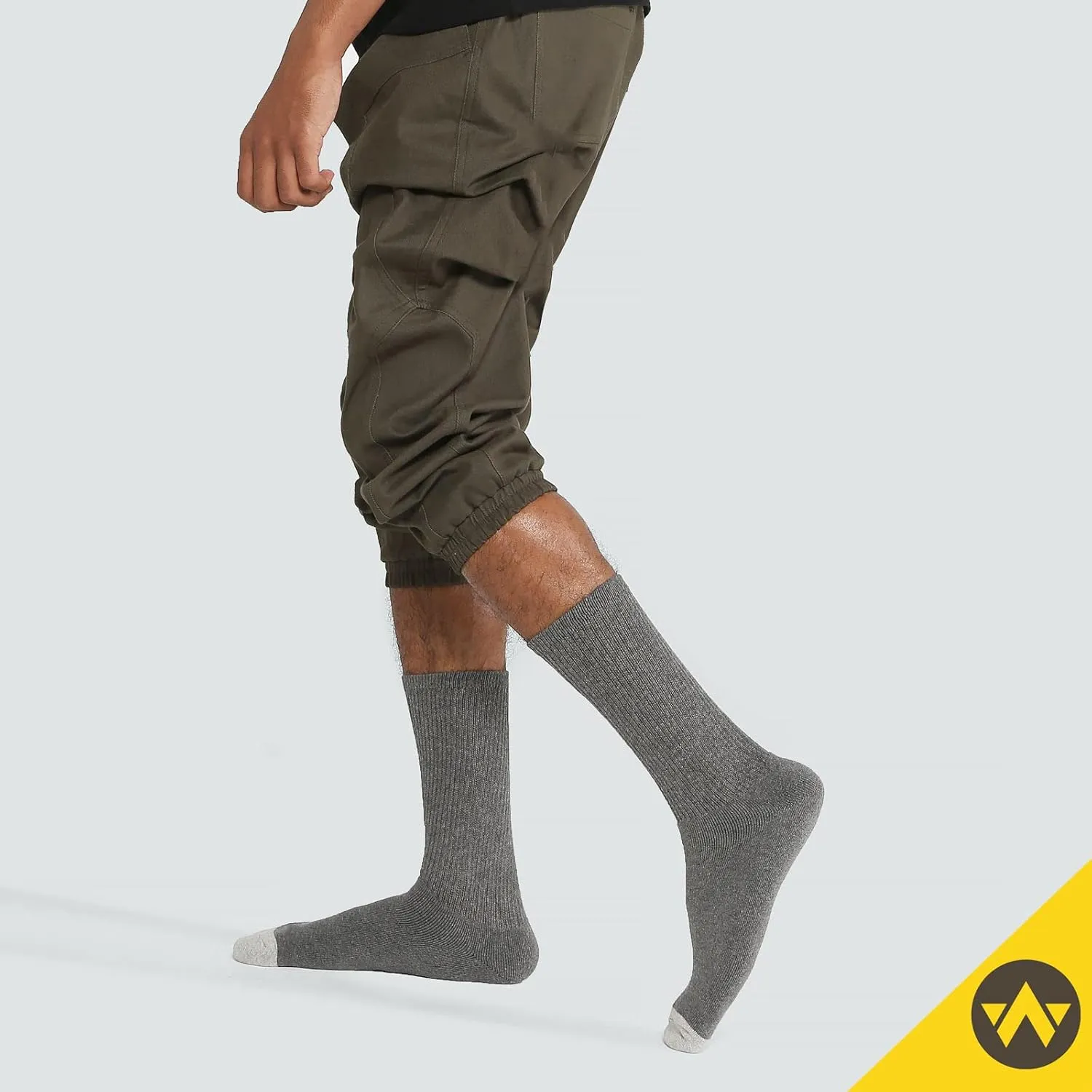 WANDER Men's Cushion Crew Socks 3-6 Pairs Athletic Running 6-8/8-13/12-15 Socks Men Cotton Sport Wicking Work