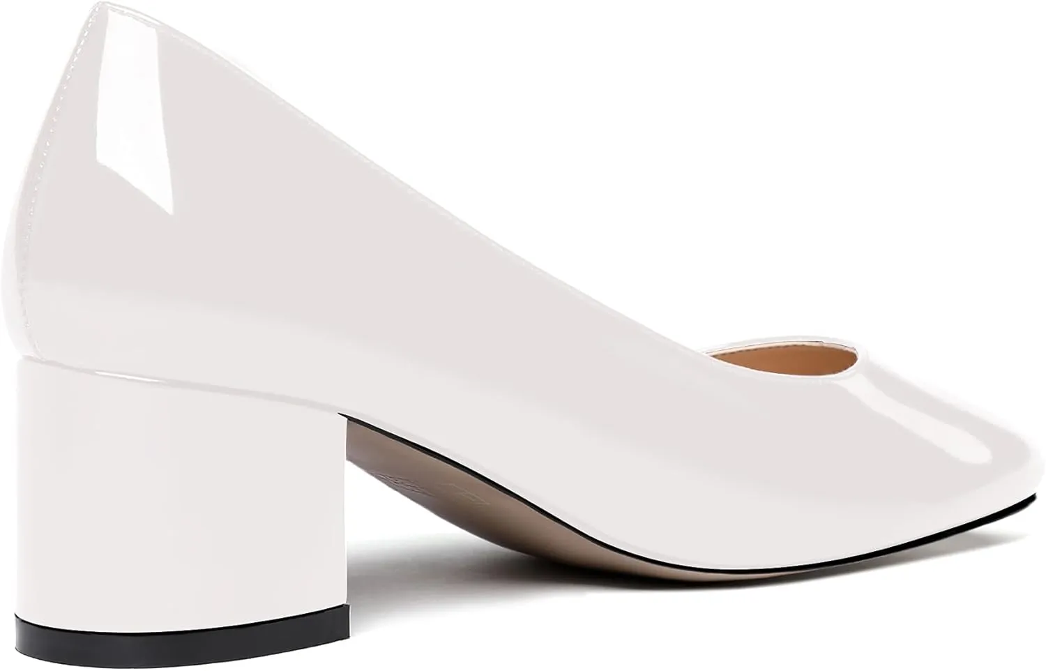WAYDERNS Womens Party Round Toe Dress Slip On Patent Chunky Low Heel Pumps Shoes 2 Inch