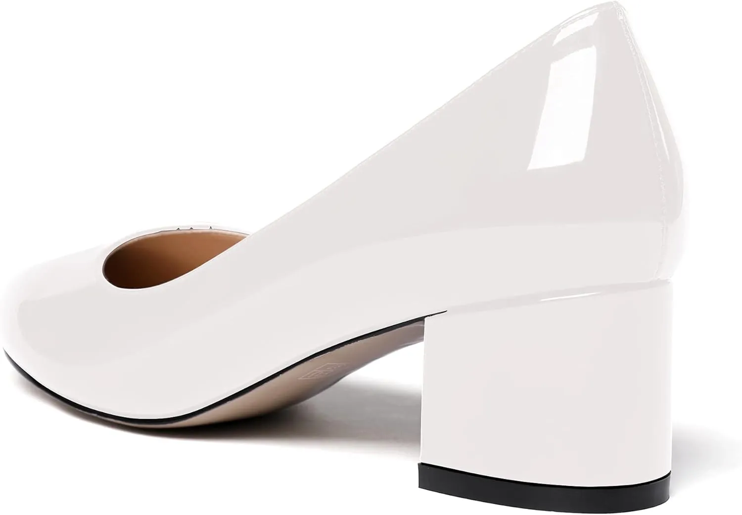 WAYDERNS Womens Party Round Toe Dress Slip On Patent Chunky Low Heel Pumps Shoes 2 Inch