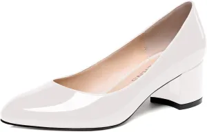 WAYDERNS Womens Party Round Toe Dress Slip On Patent Chunky Low Heel Pumps Shoes 2 Inch