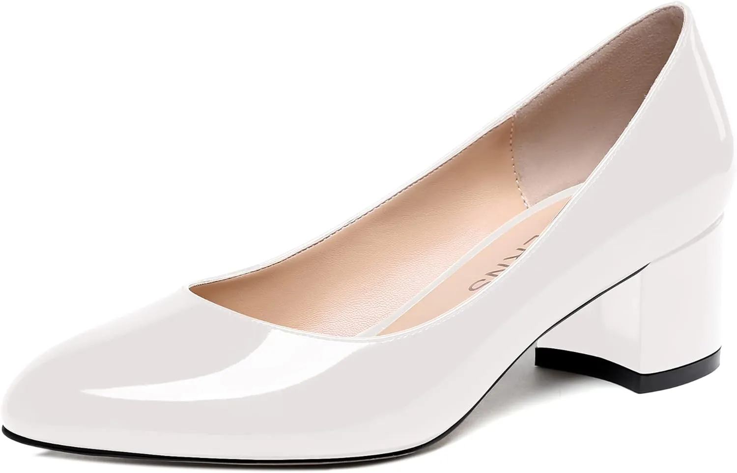 WAYDERNS Womens Party Round Toe Dress Slip On Patent Chunky Low Heel Pumps Shoes 2 Inch