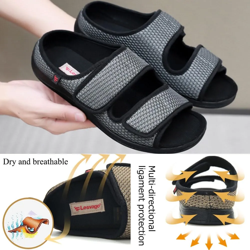 WEEOATAR Diabetic Slippers,Post Surgery Shoes,Medical Walking Shoes,Adjustable,Slip-on and Wide Orthopedic Shoes with Magic Stickers for Diabetics,Swollen Feet&Arthritis Edema(Woman Black,8.0/240cm)