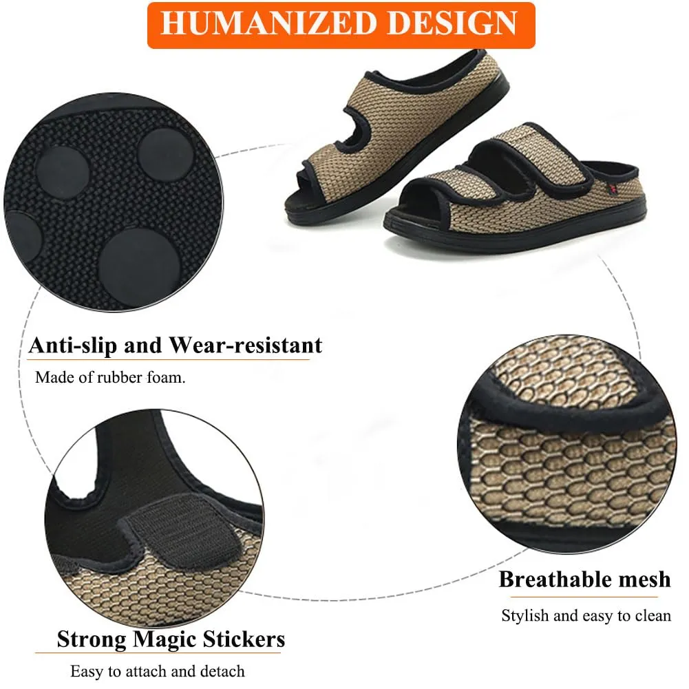 WEEOATAR Diabetic Slippers,Post Surgery Shoes,Medical Walking Shoes,Adjustable,Slip-on and Wide Orthopedic Shoes with Magic Stickers for Diabetics,Swollen Feet&Arthritis Edema(Woman Black,8.0/240cm)