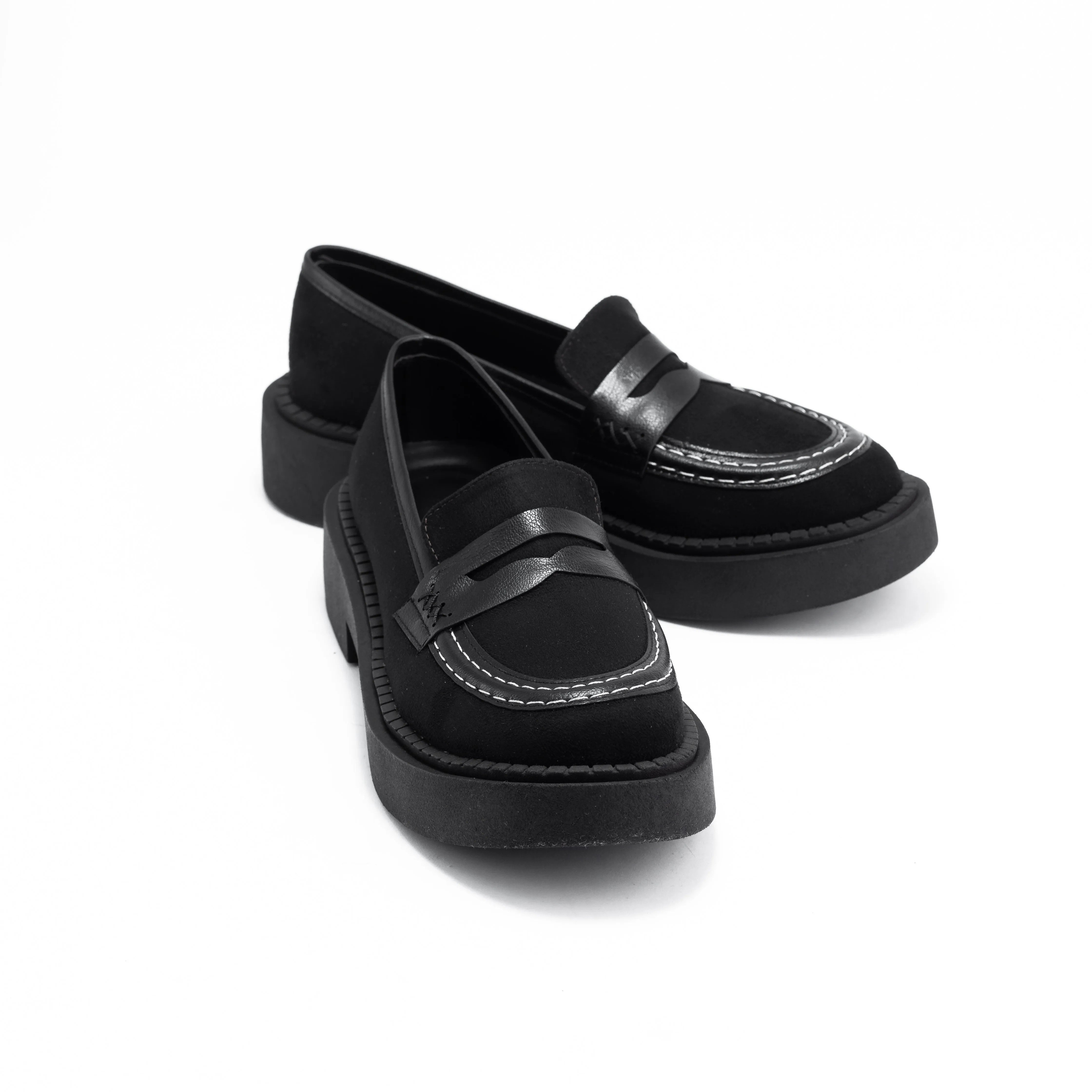 Women Black Suede Loafers