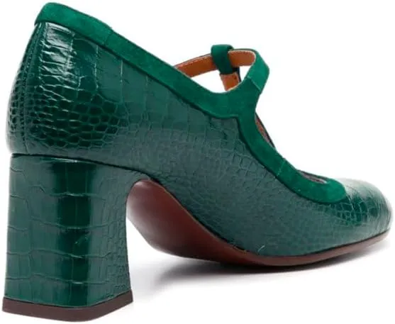 Women Chunky Heel Mary Janes Pumps Crocodile Closed Round Toe Ankle T-Strap Mary Janes Cut Out 3 inch Block Heel Sandals Buckle Strap Stone Pattern Vintage Wedding 4-11 M US