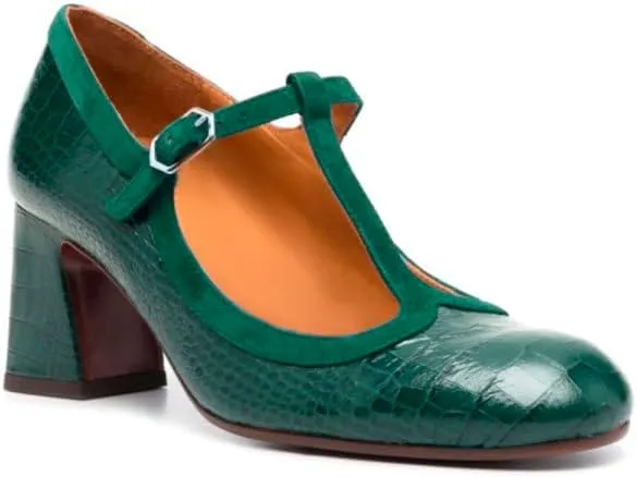Women Chunky Heel Mary Janes Pumps Crocodile Closed Round Toe Ankle T-Strap Mary Janes Cut Out 3 inch Block Heel Sandals Buckle Strap Stone Pattern Vintage Wedding 4-11 M US