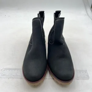 Women Stacked Chunky Low Heel Walking Ankle Boots Closed Round Toe Ankle Black