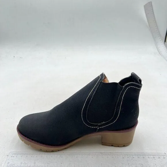 Women Stacked Chunky Low Heel Walking Ankle Boots Closed Round Toe Ankle Black