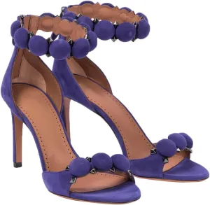 Women's Ankle Strap Stiletto Heeled Sandals Open Round Toe Zipper High Heels Sexy Rivet Button Dress Wedding Party Shoes