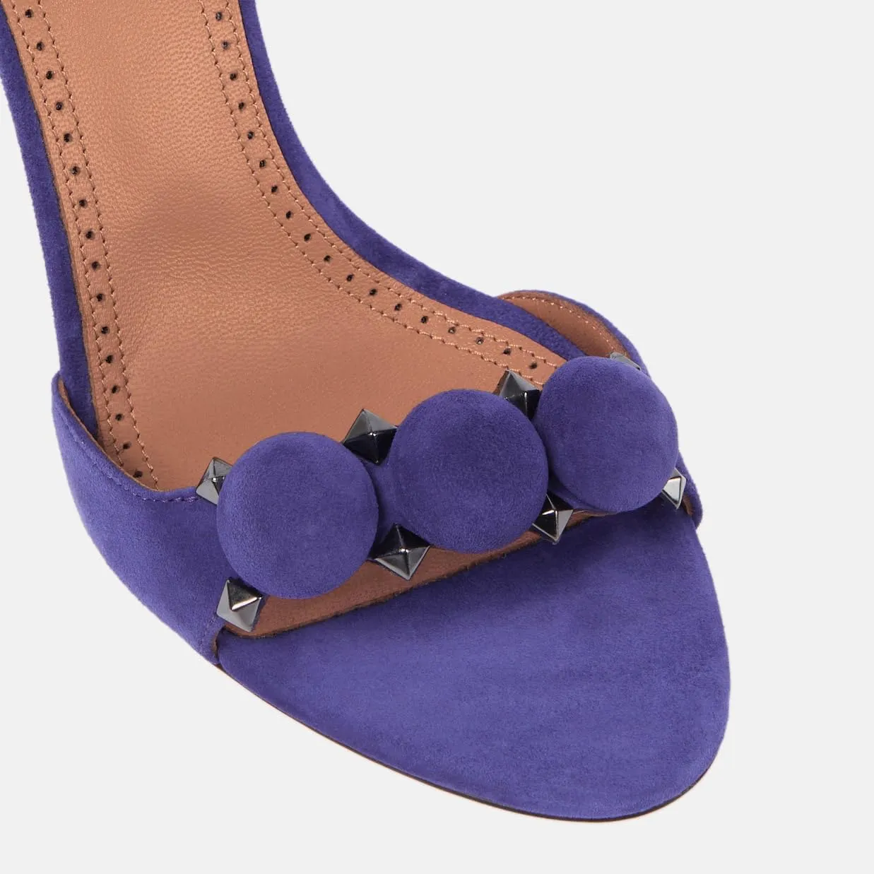 Women's Ankle Strap Stiletto Heeled Sandals Open Round Toe Zipper High Heels Sexy Rivet Button Dress Wedding Party Shoes