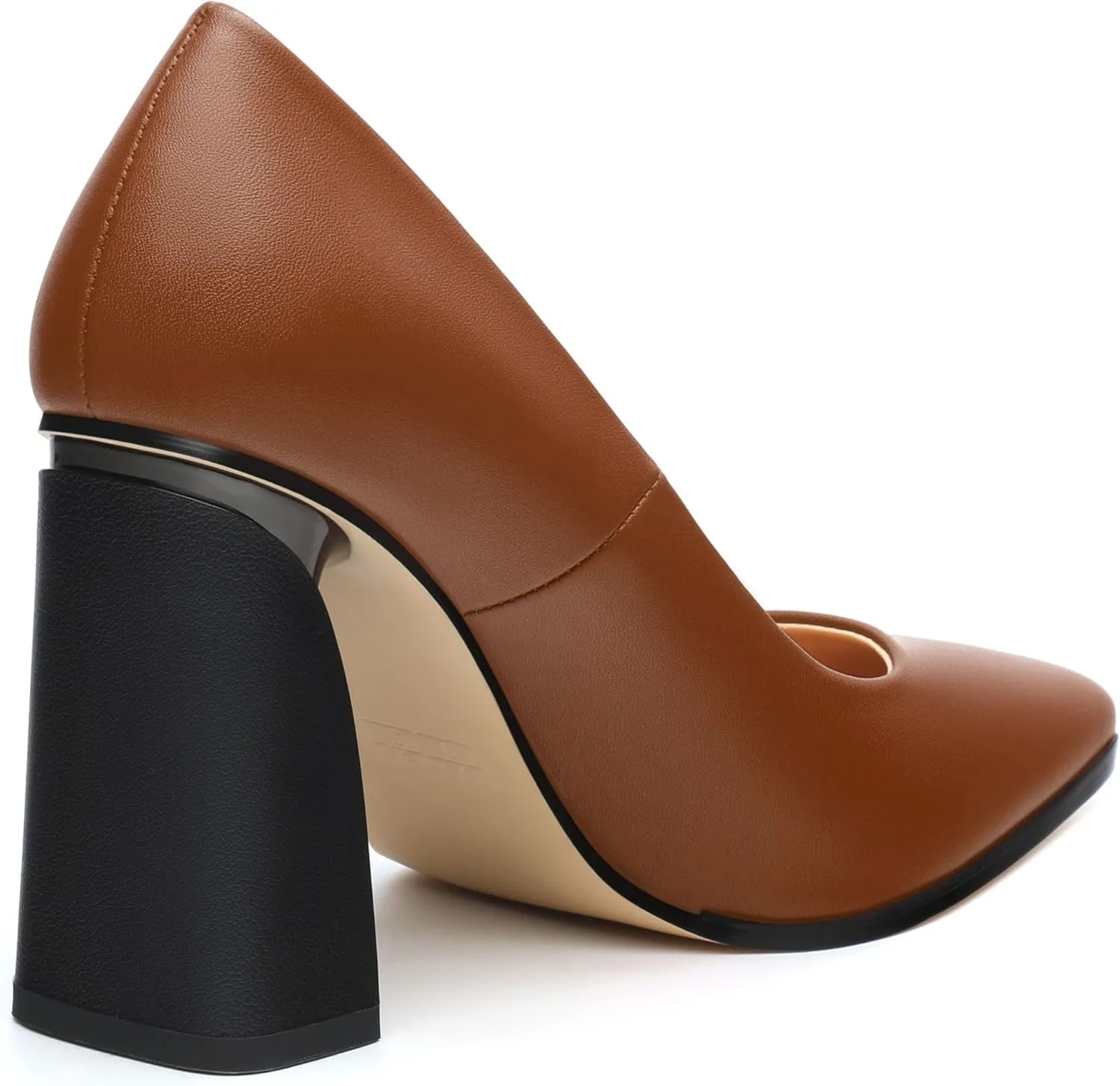 Women's Chunck Block High Heels Closed Pointed Toe Slip On Pumps Evening Wedding Party Office Work Shoes 3.5 Inch