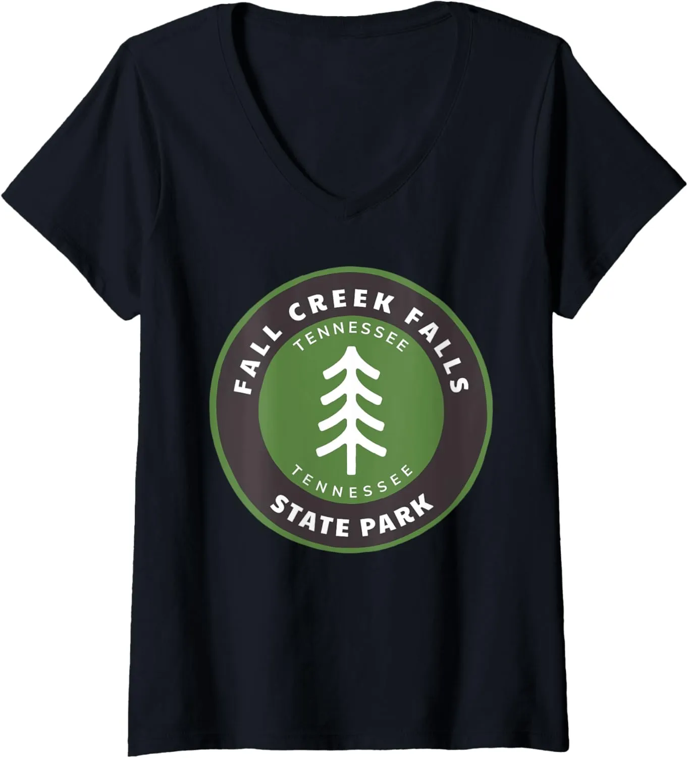 Womens Fall Creek Falls State Park Tennessee TN Forest Badge V-Neck T-Shirt