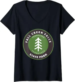 Womens Fall Creek Falls State Park Tennessee TN Forest Badge V-Neck T-Shirt