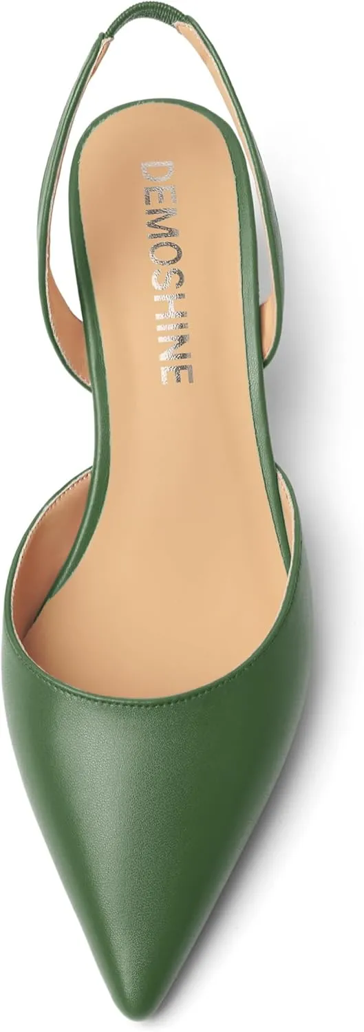 Womens Fashion Slip On Matte Slingback Pointed Toe Dating Spool High Heel Pumps Shoes 3 Inch
