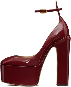 Women's High Heels Shoes Classic Platform Chunky Heels Elegant Round Toe Ankle Strap Pumps Perfect for Everyday Wear and Catwalk
