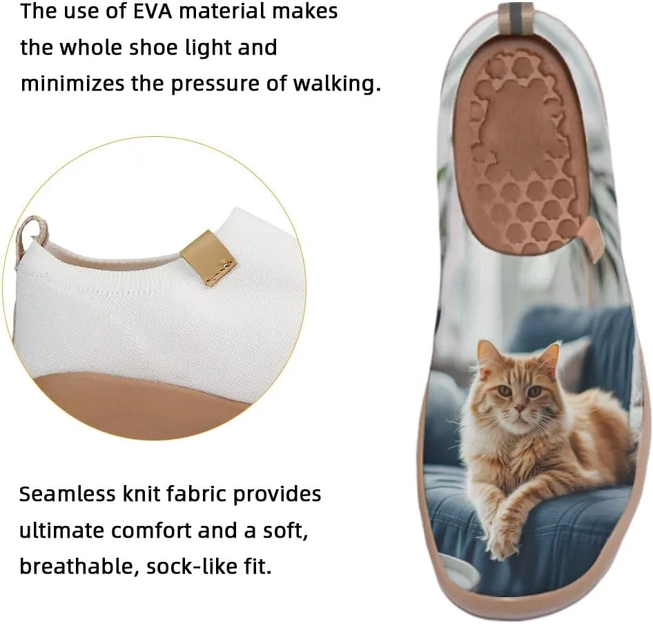 Women's Knitted Casual Loafers Art Painted Slip On Walking Shoes Lightweight Comfort Travel Sneakers