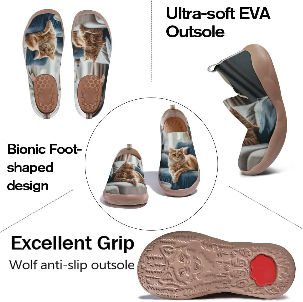 Women's Knitted Casual Loafers Art Painted Slip On Walking Shoes Lightweight Comfort Travel Sneakers