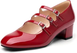 Women's Mary Jane Pumps with Chunky Mid Heel