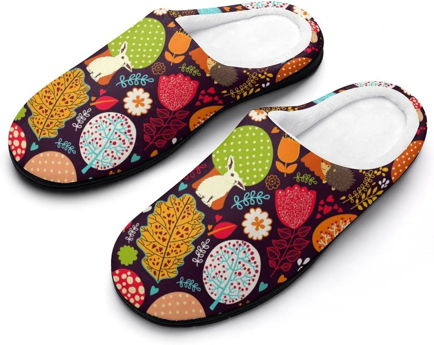 Womens Memory Foam Slippers Slip-On Shoes Mens Halloween Slippers Warm Cotton House Slippers Indoor Outdoor Slippers