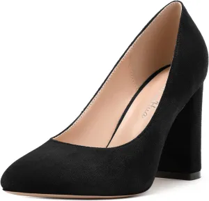 Women's Pumps, Closed Round Toe Block High Heel Pumps, Comfortable High Chunky Heels Pumps Shoes for Women