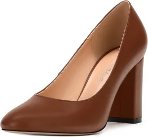 Women's Pumps, Closed Round Toe Block High Heel Pumps, Comfortable High Chunky Heels Pumps Shoes for Women