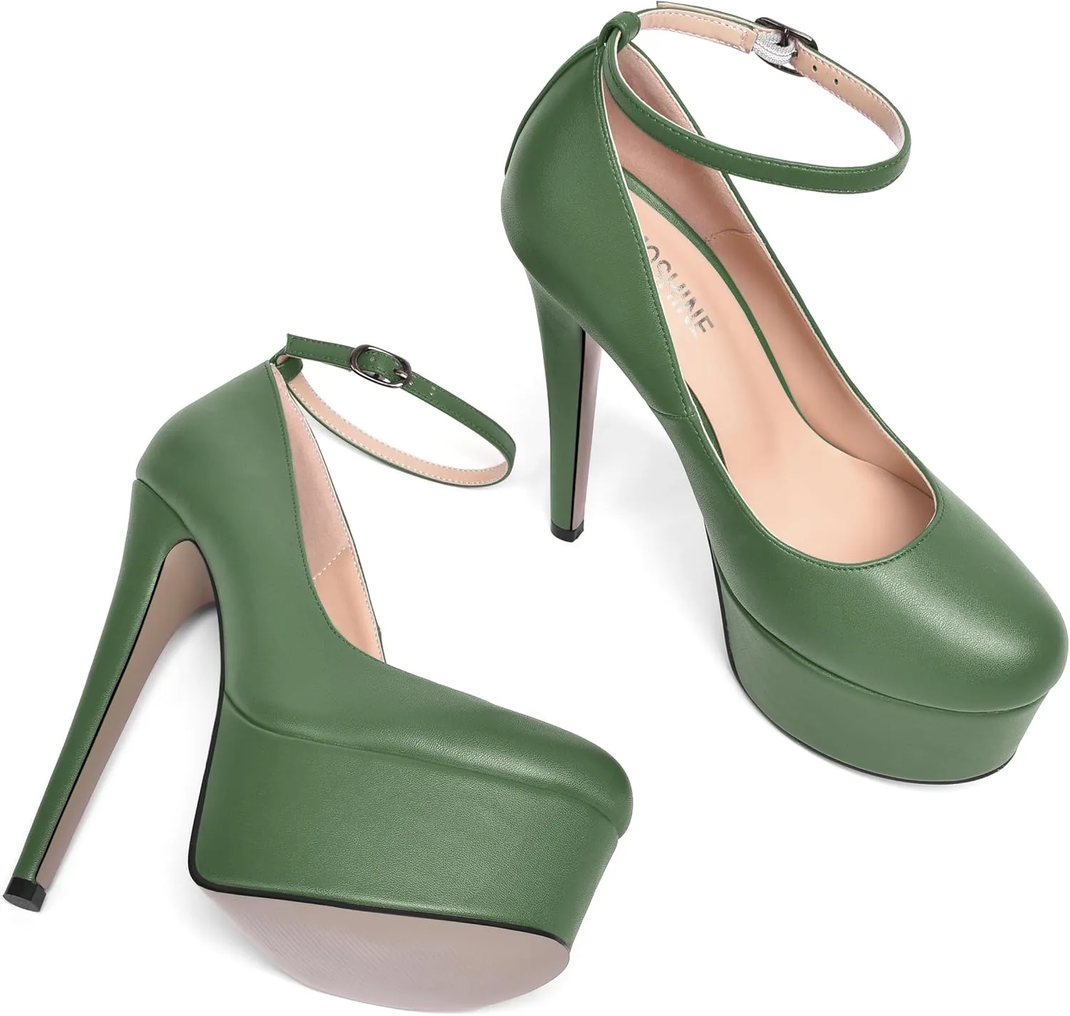 Womens Sexy Ankle Strap Zip Matte Round Toe Party Stiletto High Heel Pumps Shoes 6 Inch