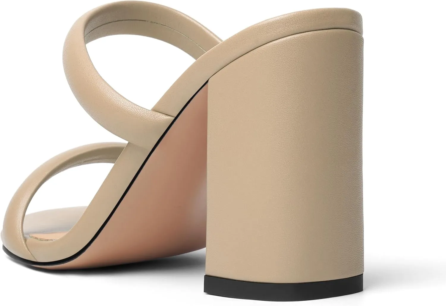 Womens Slip On Evening Matte Round Toe Open Toe Dress Block High Heel Heeled Sandals 3.3 Inch