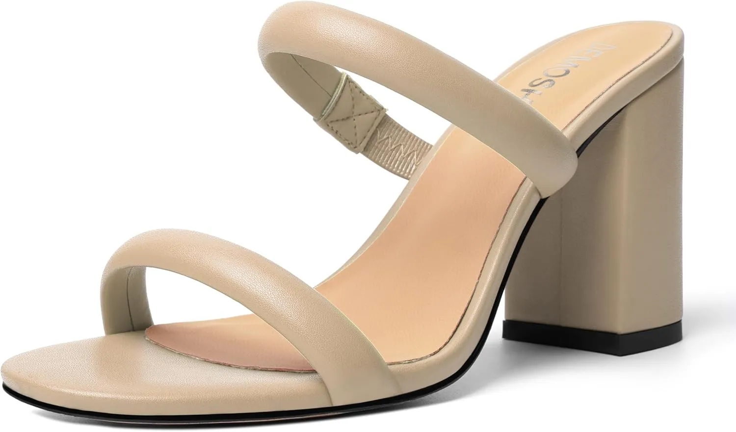 Womens Slip On Evening Matte Round Toe Open Toe Dress Block High Heel Heeled Sandals 3.3 Inch