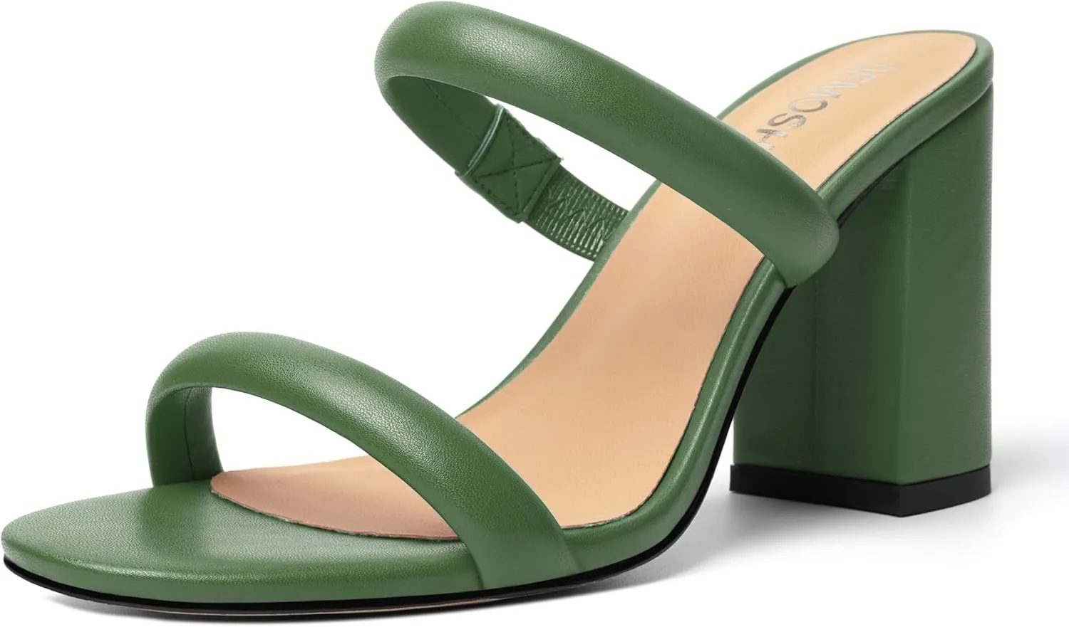 Womens Slip On Evening Matte Round Toe Open Toe Dress Block High Heel Heeled Sandals 3.3 Inch