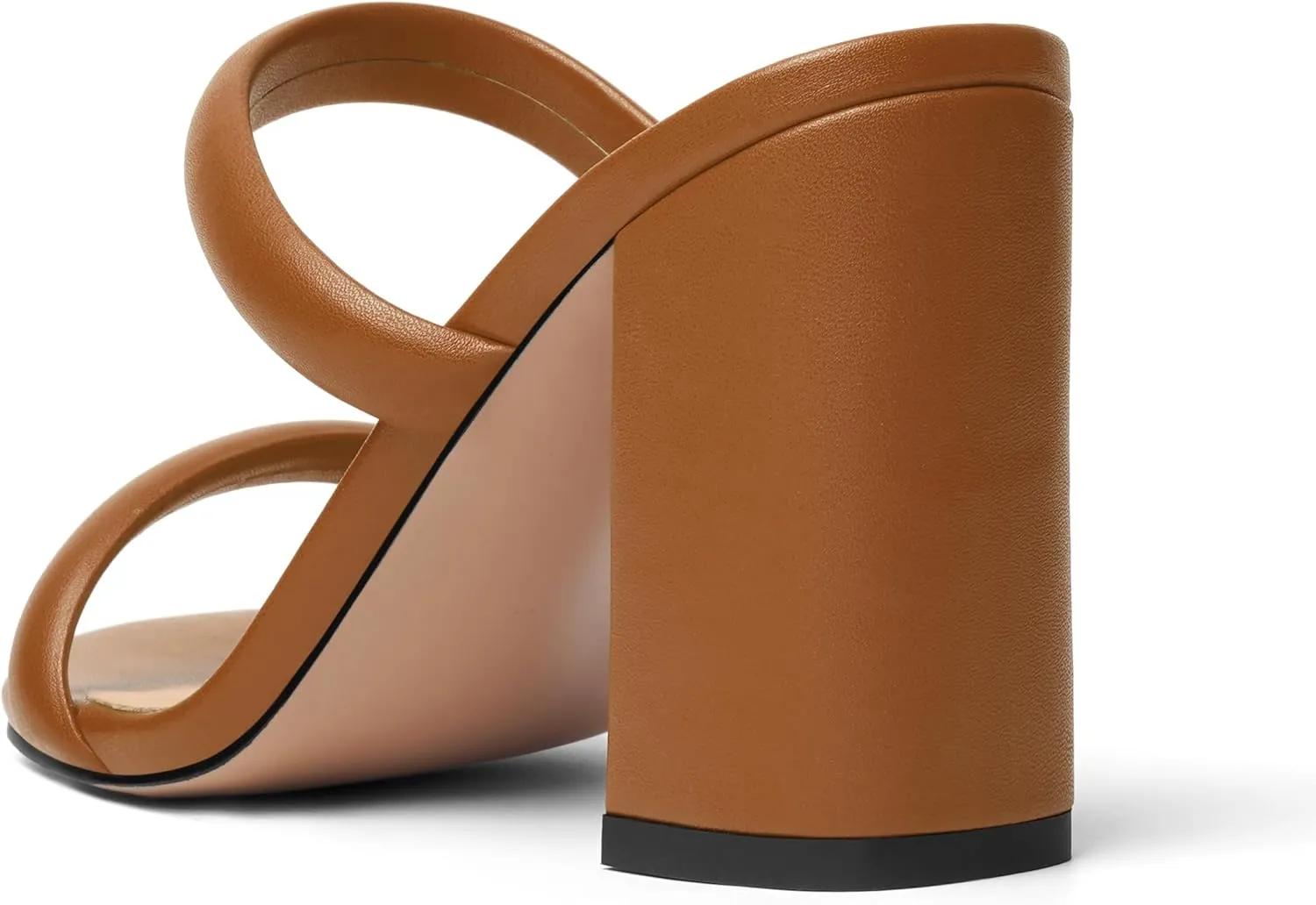 Womens Slip On Evening Matte Round Toe Open Toe Dress Block High Heel Heeled Sandals 3.3 Inch
