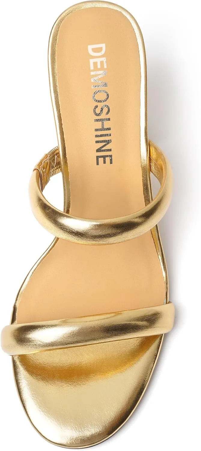 Womens Slip On Evening Matte Round Toe Open Toe Dress Block High Heel Heeled Sandals 3.3 Inch