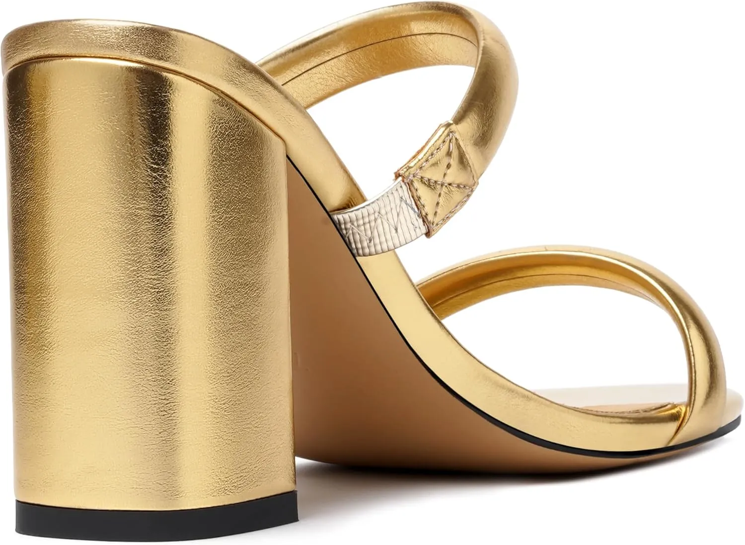 Womens Slip On Evening Matte Round Toe Open Toe Dress Block High Heel Heeled Sandals 3.3 Inch