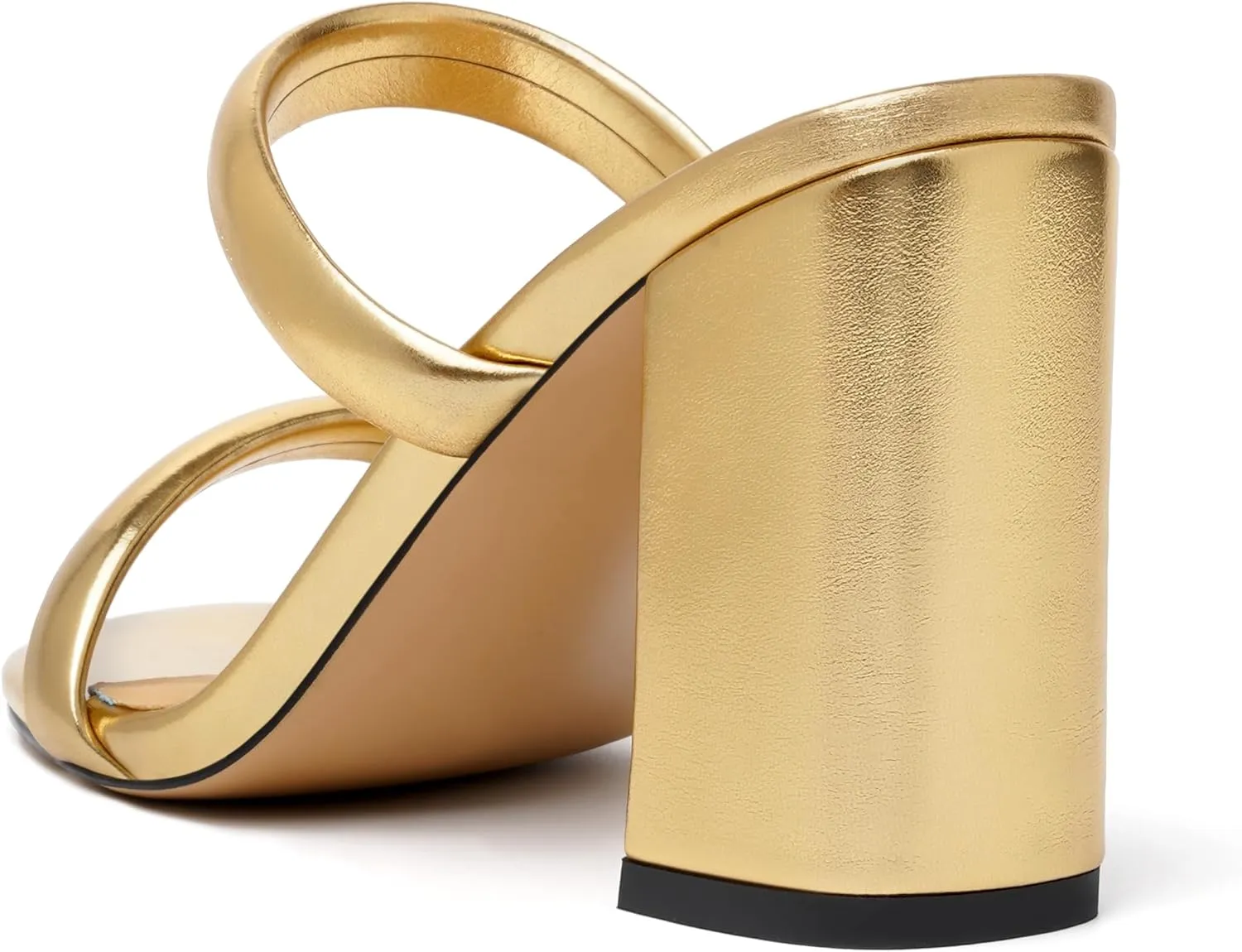 Womens Slip On Evening Matte Round Toe Open Toe Dress Block High Heel Heeled Sandals 3.3 Inch