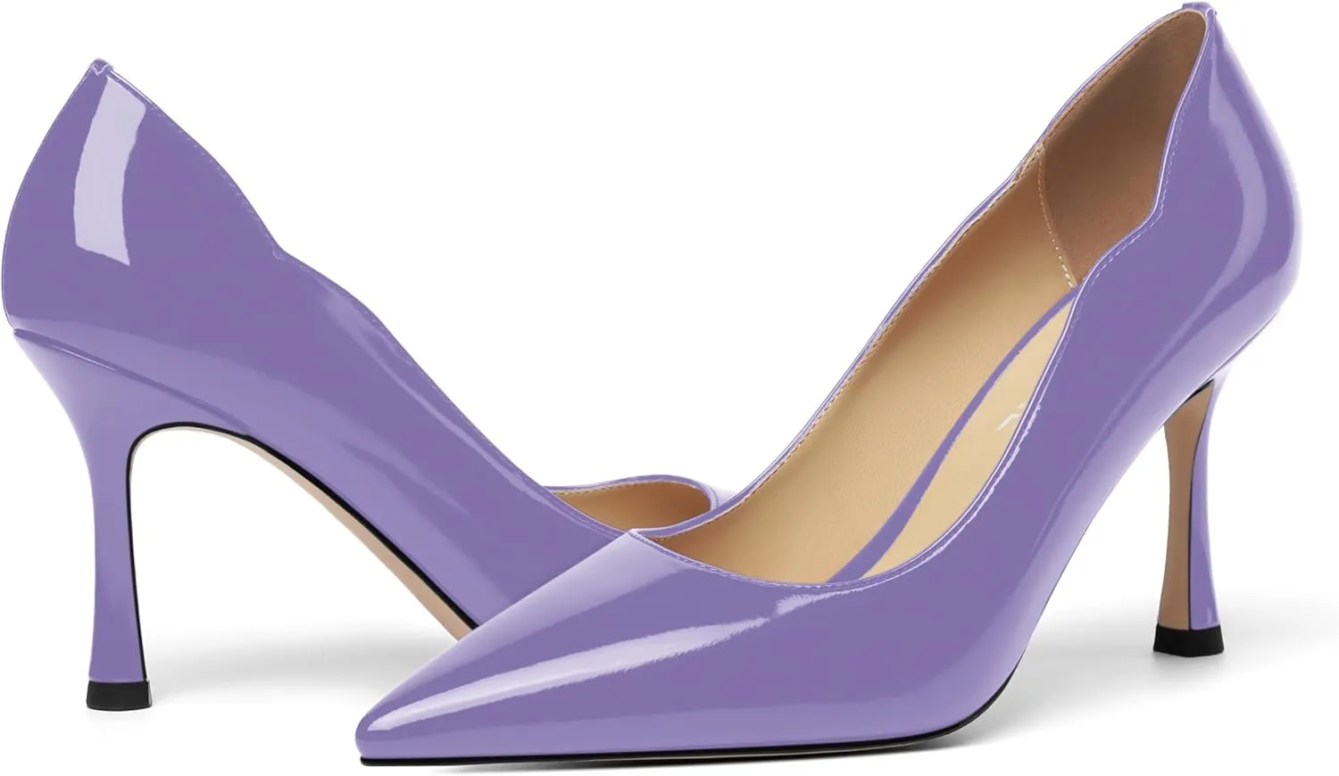 Womens Slip On Wedding Dress Pointed Toe Patent Stiletto High Heel Pumps Shoes 3.3 Inch