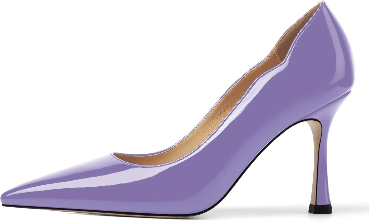Womens Slip On Wedding Dress Pointed Toe Patent Stiletto High Heel Pumps Shoes 3.3 Inch