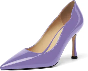 Womens Slip On Wedding Dress Pointed Toe Patent Stiletto High Heel Pumps Shoes 3.3 Inch