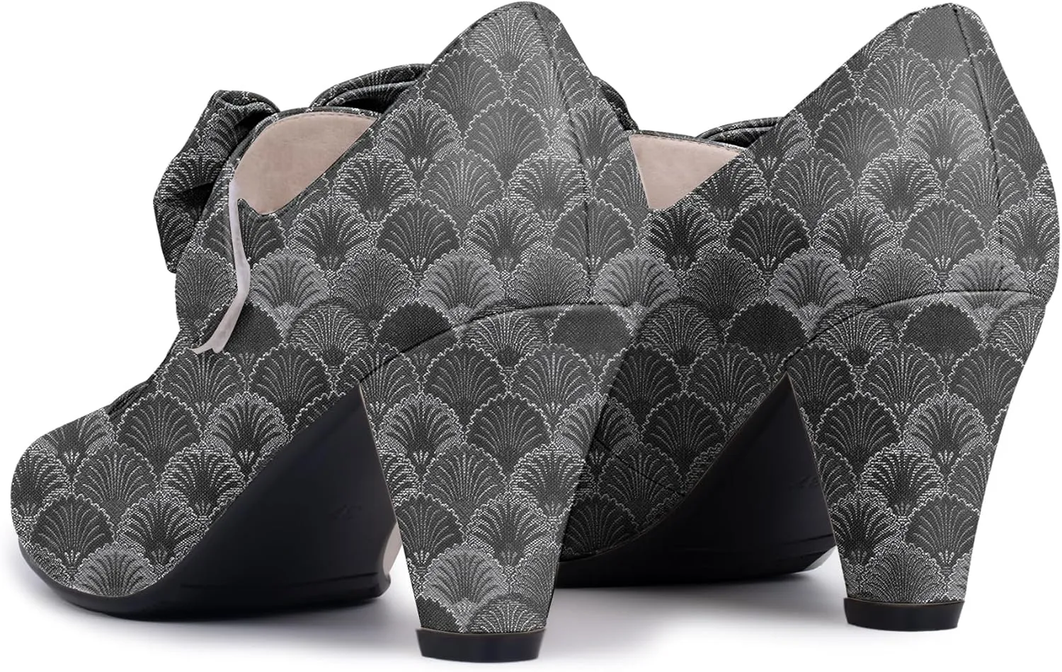 Women's Vintage Bow Round Toe Block High Heel Ankle Strap Cute Mary Janes Pumps