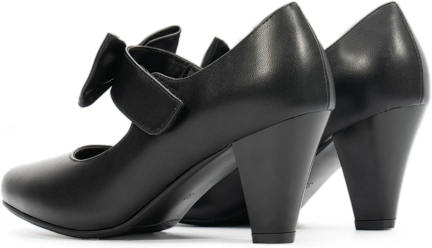 Women's Vintage Bow Round Toe Block High Heel Ankle Strap Cute Mary Janes Pumps