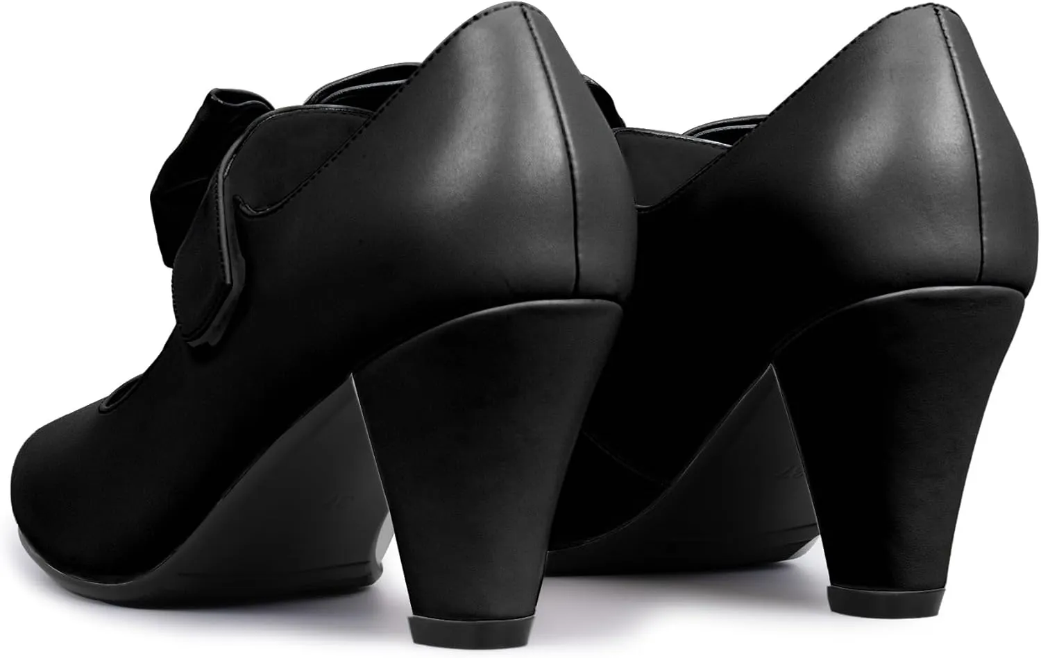 Women's Vintage Bow Round Toe Block High Heel Ankle Strap Cute Mary Janes Pumps