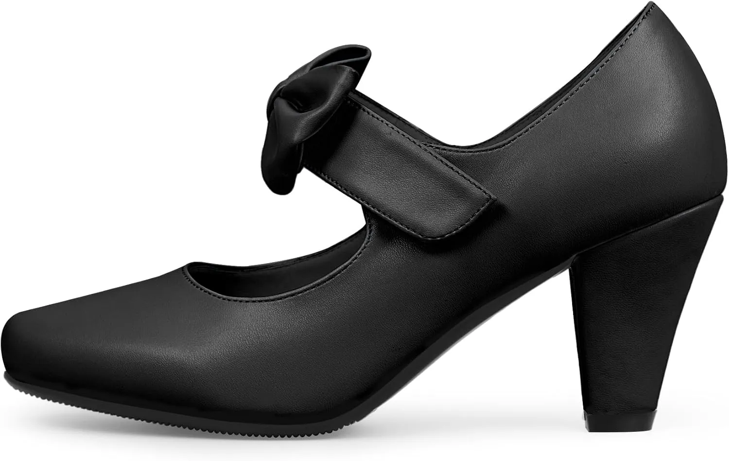 Women's Vintage Bow Round Toe Block High Heel Ankle Strap Cute Mary Janes Pumps