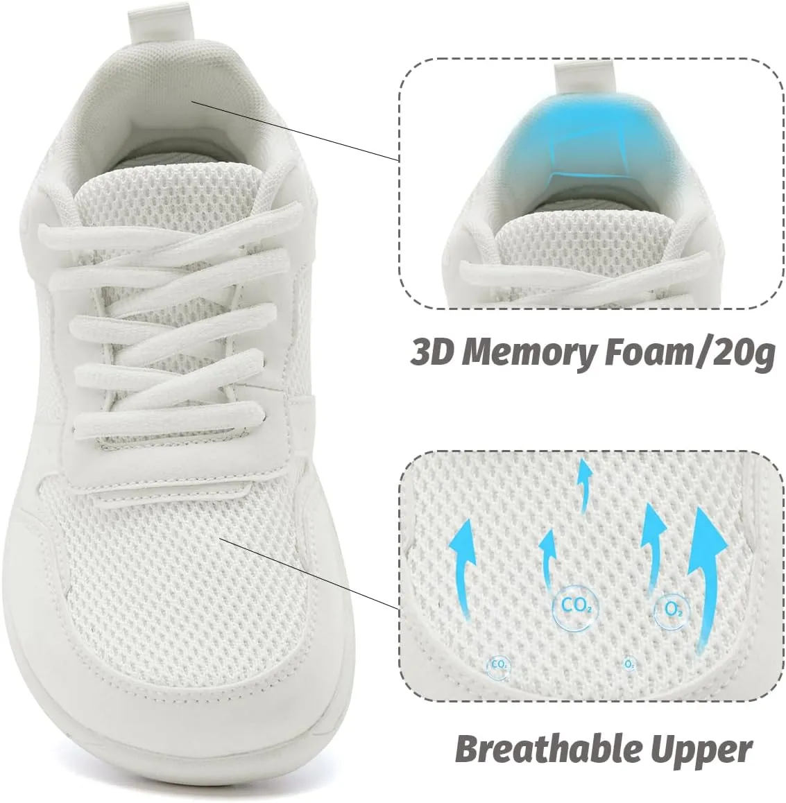 Women's Wide Toe Box Barefoot Sneakers Walking Slip On Shoes Zero Drop Running Sneakers Breathable Non Slip Casual Jogging Shoes