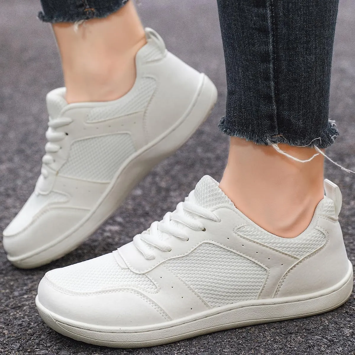Women's Wide Toe Box Barefoot Sneakers Walking Slip On Shoes Zero Drop Running Sneakers Breathable Non Slip Casual Jogging Shoes