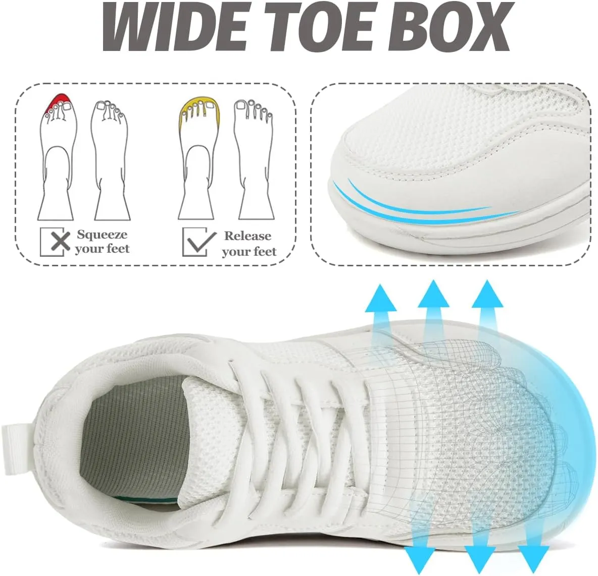 Women's Wide Toe Box Barefoot Sneakers Walking Slip On Shoes Zero Drop Running Sneakers Breathable Non Slip Casual Jogging Shoes