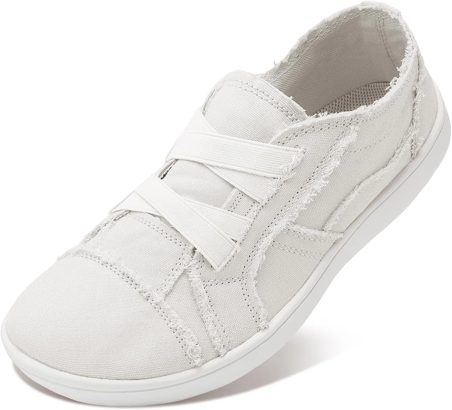 XIHALOOK Women's Canvas Slip-on Shoes Casual Walking Sneakers Wide Toe Barefoot Zero Drop Minimalist Loafer