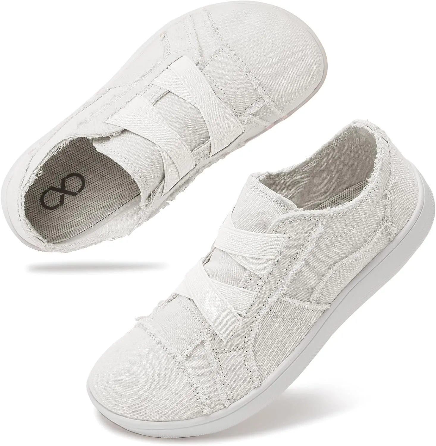 XIHALOOK Women's Canvas Slip-on Shoes Casual Walking Sneakers Wide Toe Barefoot Zero Drop Minimalist Loafer