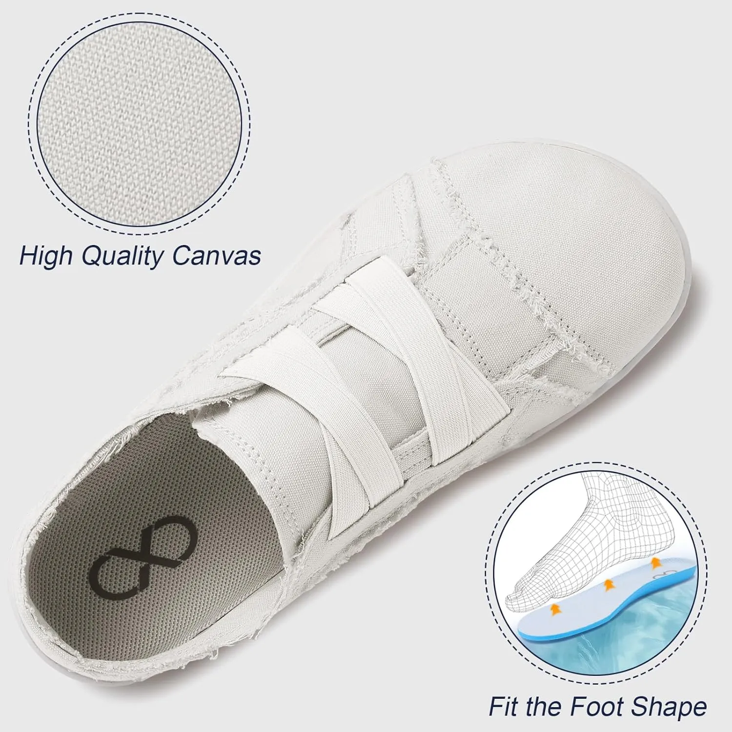 XIHALOOK Women's Canvas Slip-on Shoes Casual Walking Sneakers Wide Toe Barefoot Zero Drop Minimalist Loafer