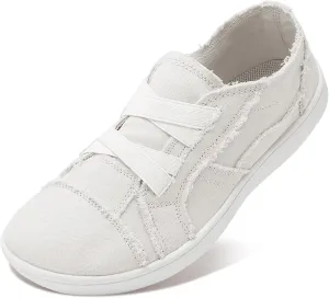 XIHALOOK Women's Canvas Slip-on Shoes Casual Walking Sneakers Wide Toe Barefoot Zero Drop Minimalist Loafer