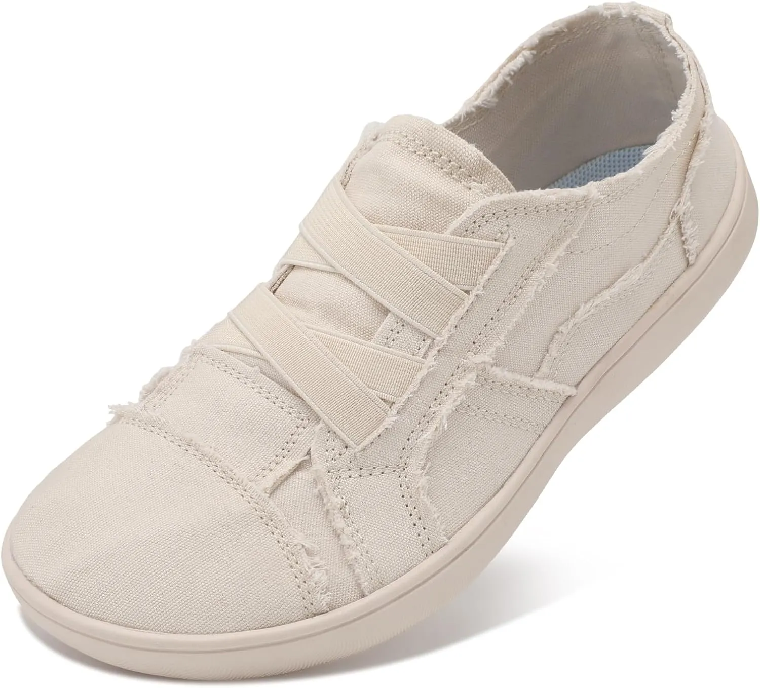XIHALOOK Women's Canvas Slip-on Shoes Casual Walking Sneakers Wide Toe Barefoot Zero Drop Minimalist Loafer